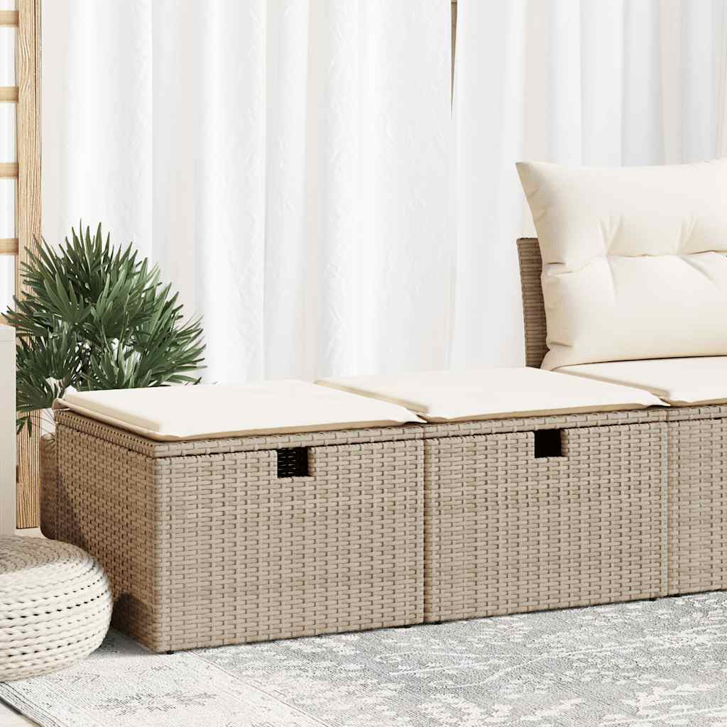 Salon de jardin avec coussins 2 pcs beige résine tressée acacia Salons de jardin vidaXL