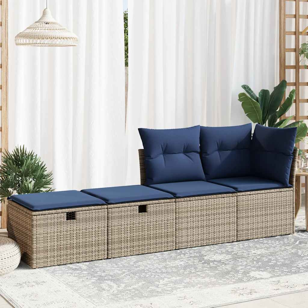 Salon de jardin 2 pcs avec coussins gris résine tressée acacia