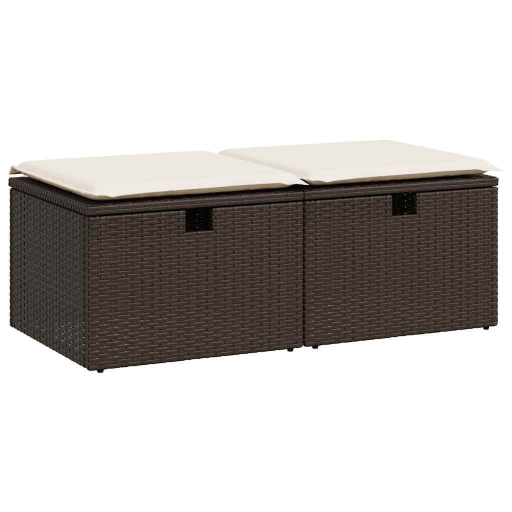 Salon de jardin avec coussins 2pcs marron résine tressée acacia Salons de jardin vidaXL