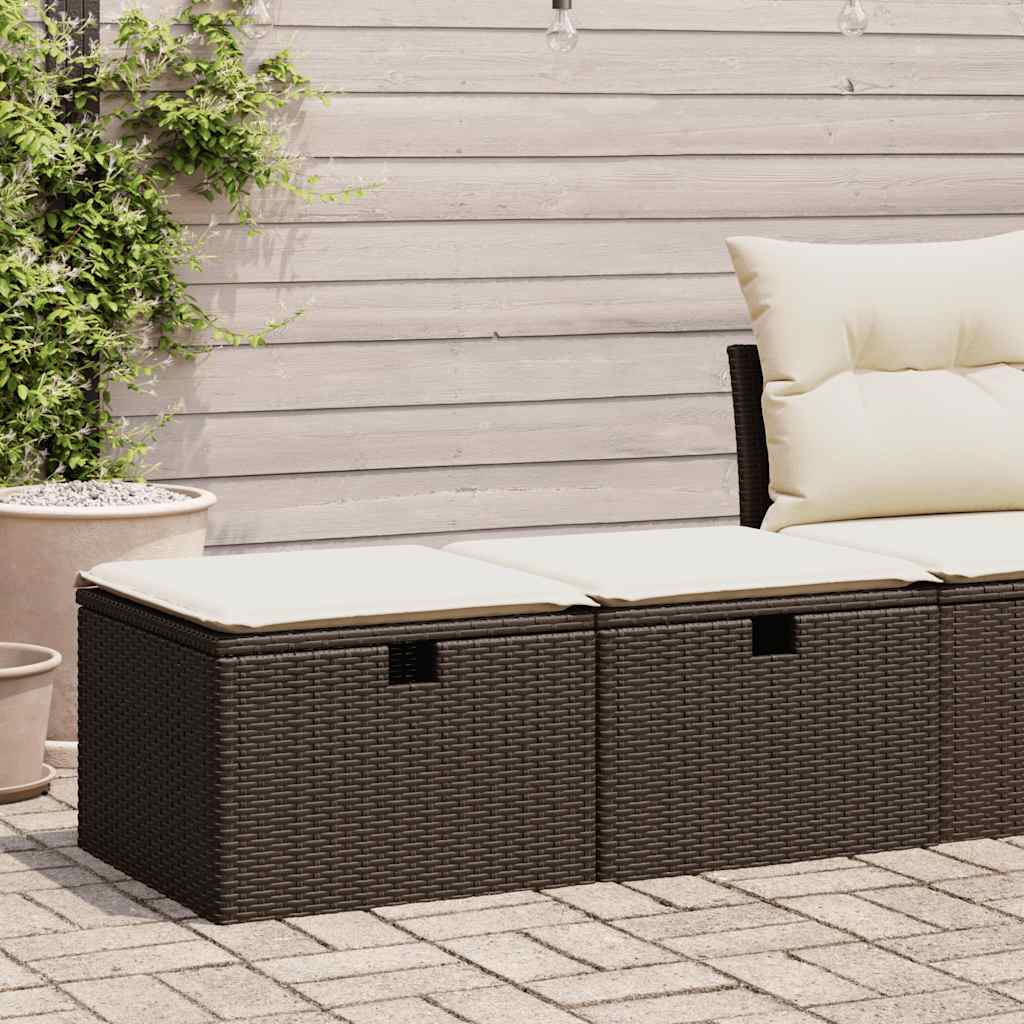 Salon de jardin avec coussins 2pcs marron résine tressée acacia Salons de jardin vidaXL