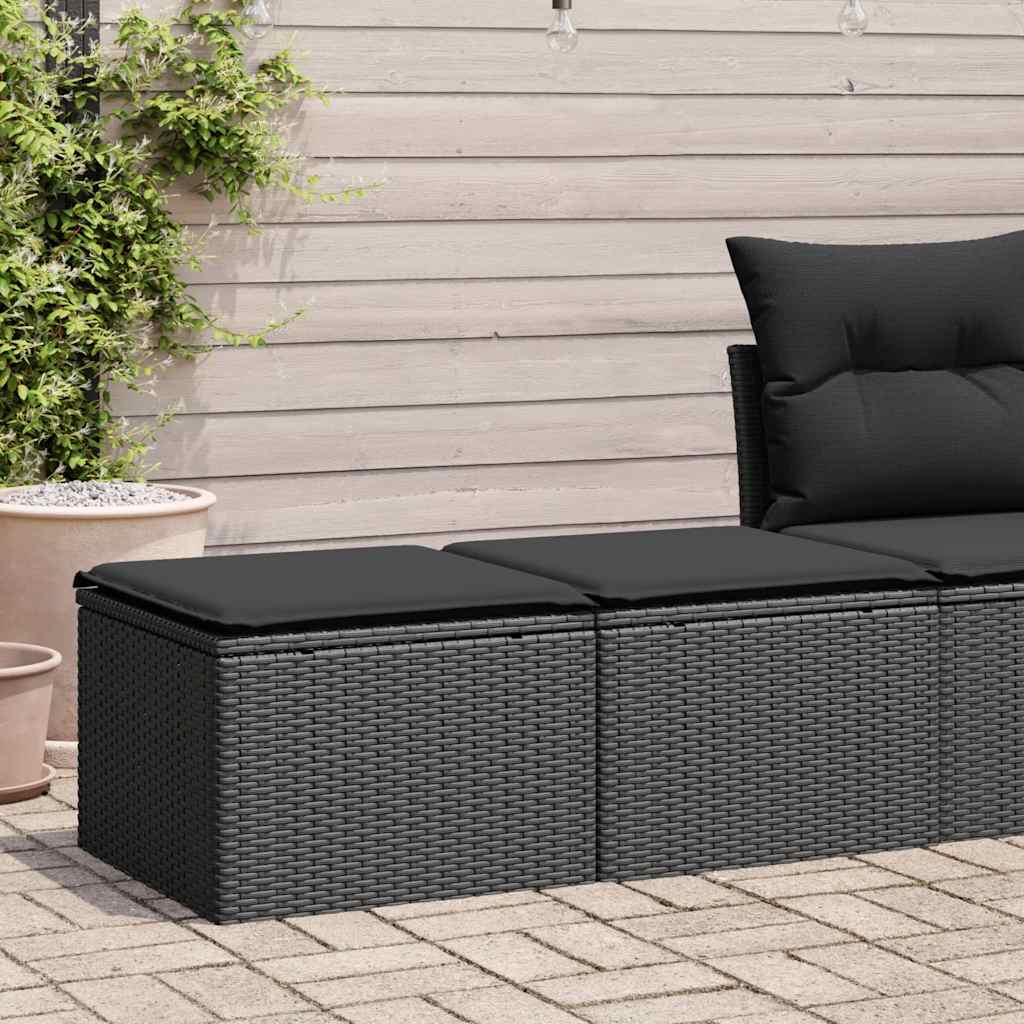 Salon de jardin avec coussins 2 pcs noir résine tressée acacia Salons de jardin vidaXL