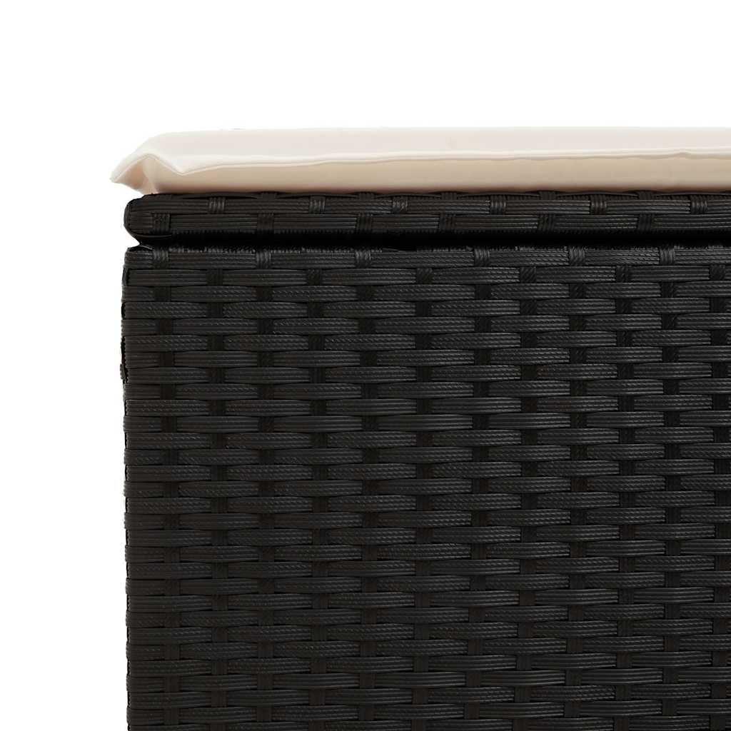 Salon de jardin avec coussins 2 pcs noir résine tressée acacia
