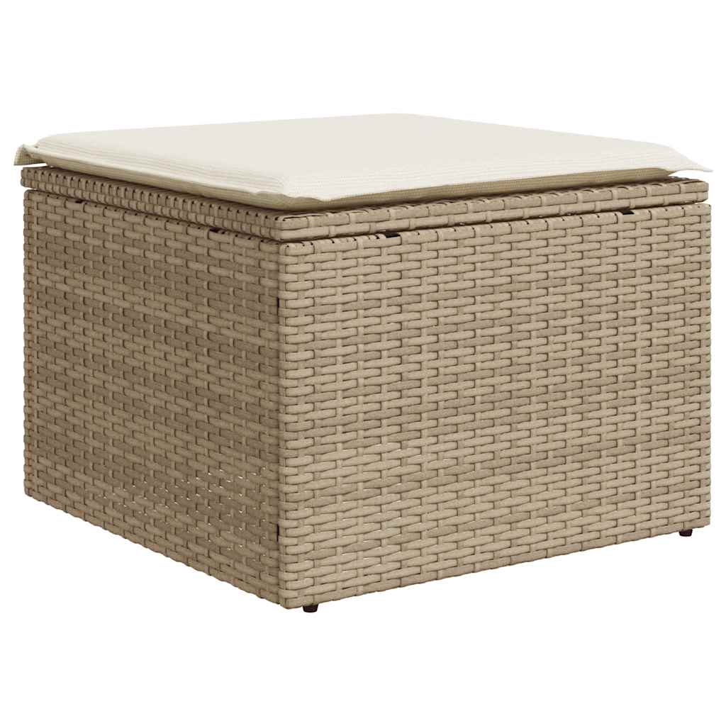 Salon de jardin avec coussins 2 pcs beige résine tressée acacia