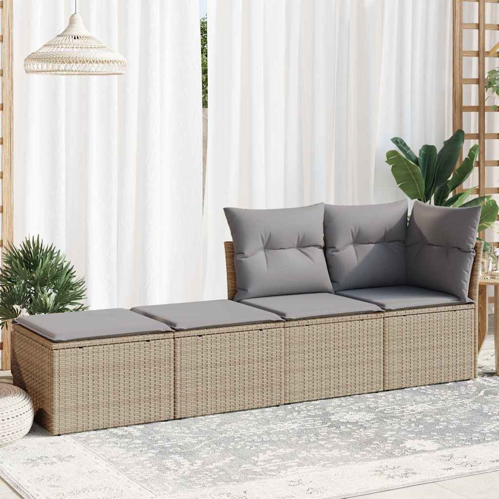 Salon de jardin avec coussins 2 pcs beige résine tressée acacia
