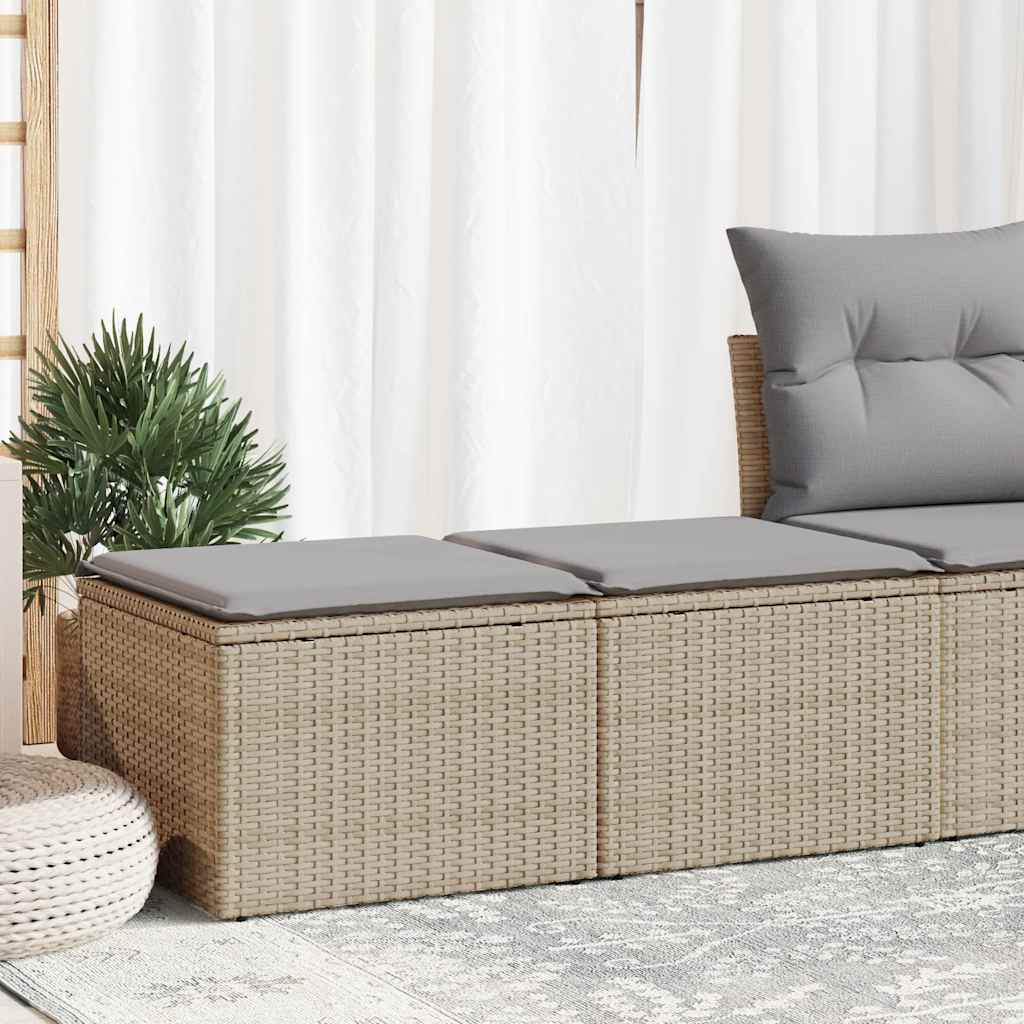 Salon de jardin avec coussins 2 pcs beige résine tressée acacia
