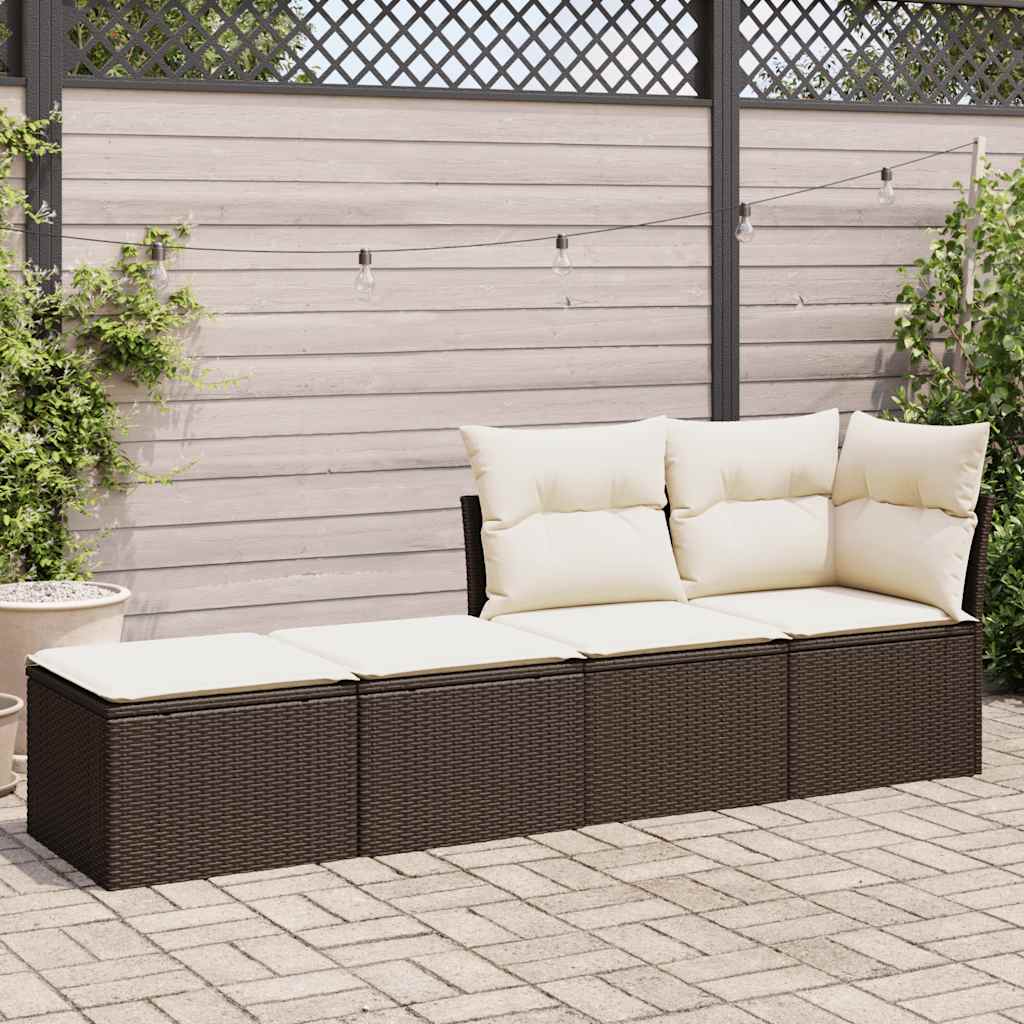 Salon de jardin avec coussins 2pcs marron résine tressée acacia