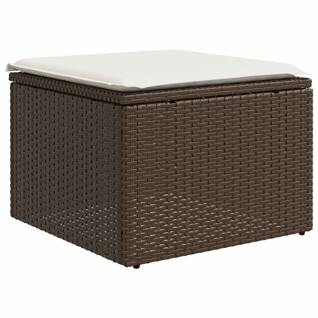 Salon de jardin avec coussins 2pcs marron résine tressée acacia