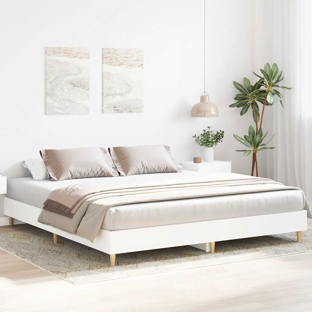 Cadre de lit sans matelas blanc 200x200 cm bois d'ingénierie - XIOS