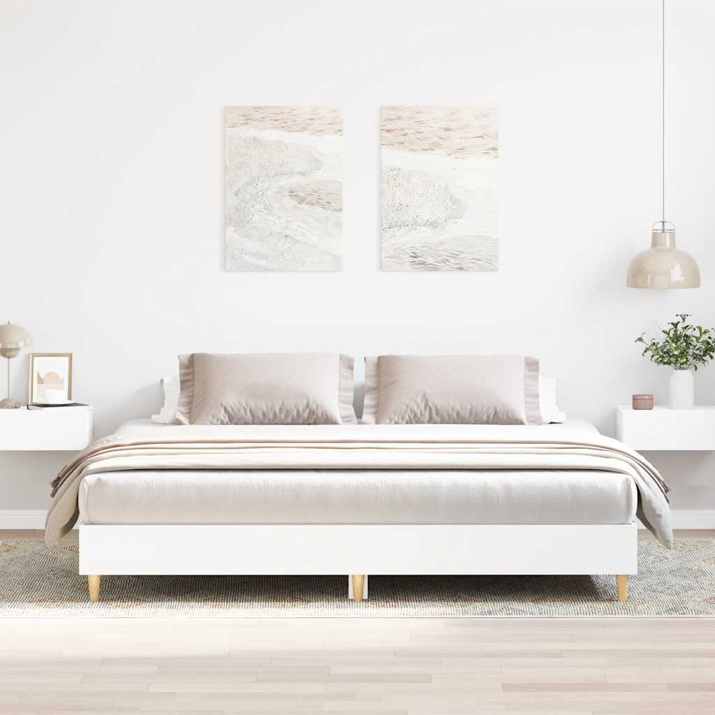 Cadre de lit sans matelas blanc 200x200 cm bois d'ingénierie - XIOS