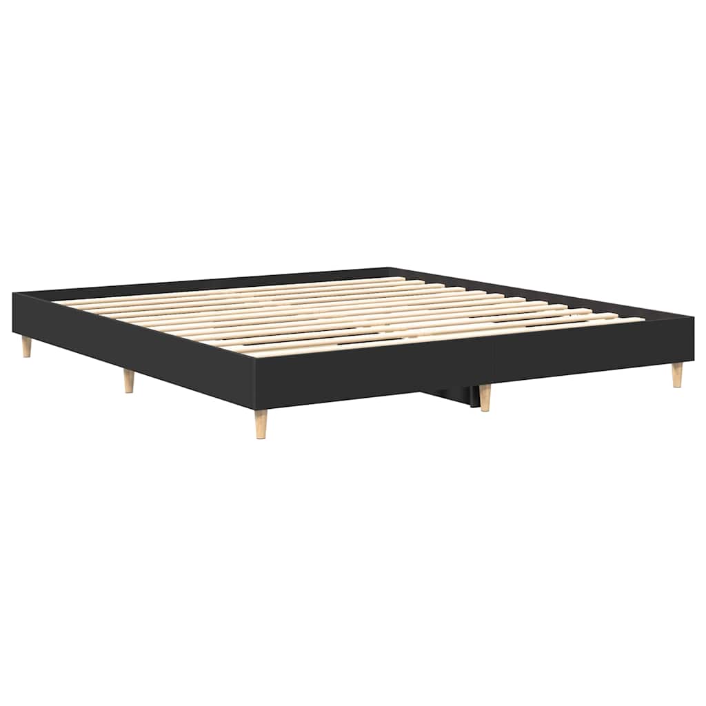 Cadre de lit sans matelas noir 200x200 cm bois d'ingénierie - XIOS