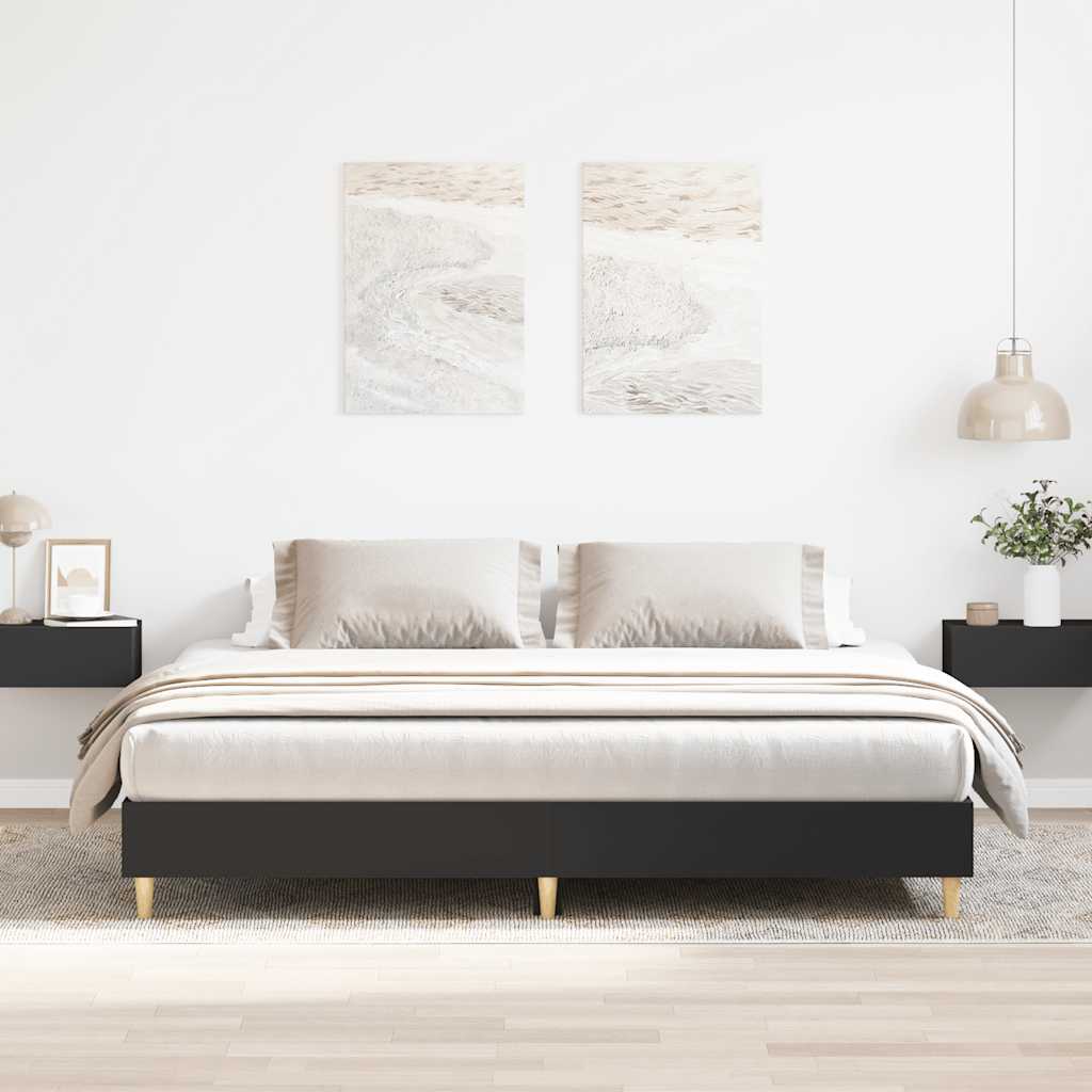 Cadre de lit sans matelas noir 200x200 cm bois d'ingénierie - XIOS