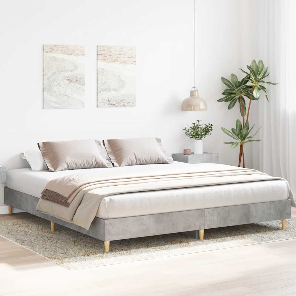 Cadre de lit sans matelas gris béton 200x200 cm bois ingénierie - XIOS