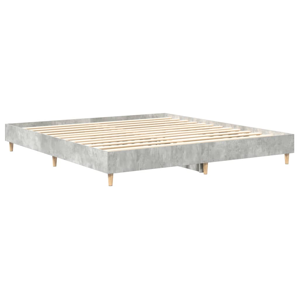 Cadre de lit sans matelas gris béton 200x200 cm bois ingénierie - XIOS