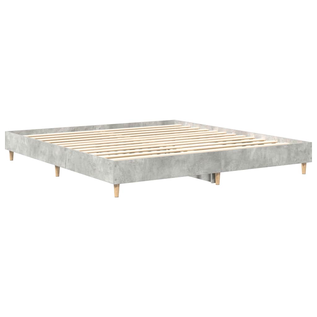 Cadre de lit sans matelas gris béton 200x200 cm bois ingénierie - XIOS