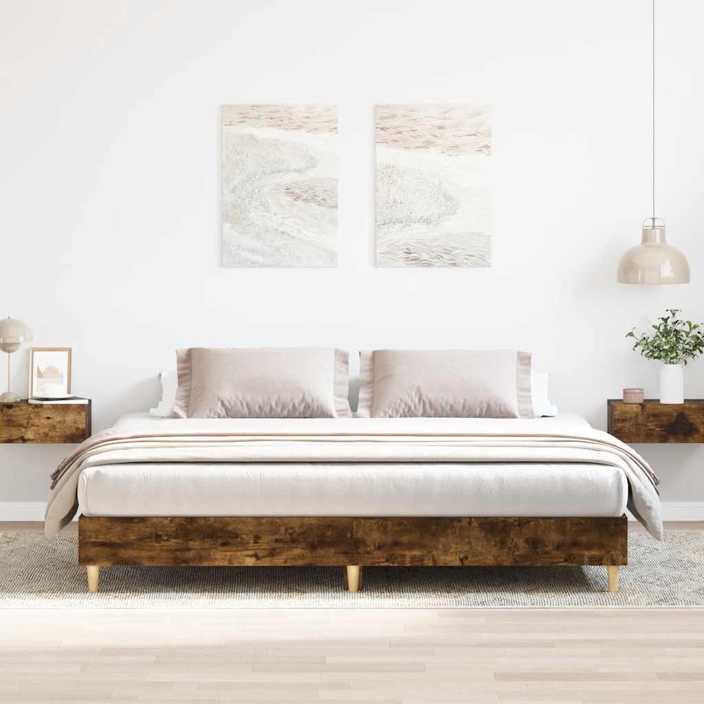 Cadre de lit sans matelas chêne fumé 200x200 cm bois ingénierie - XIOS