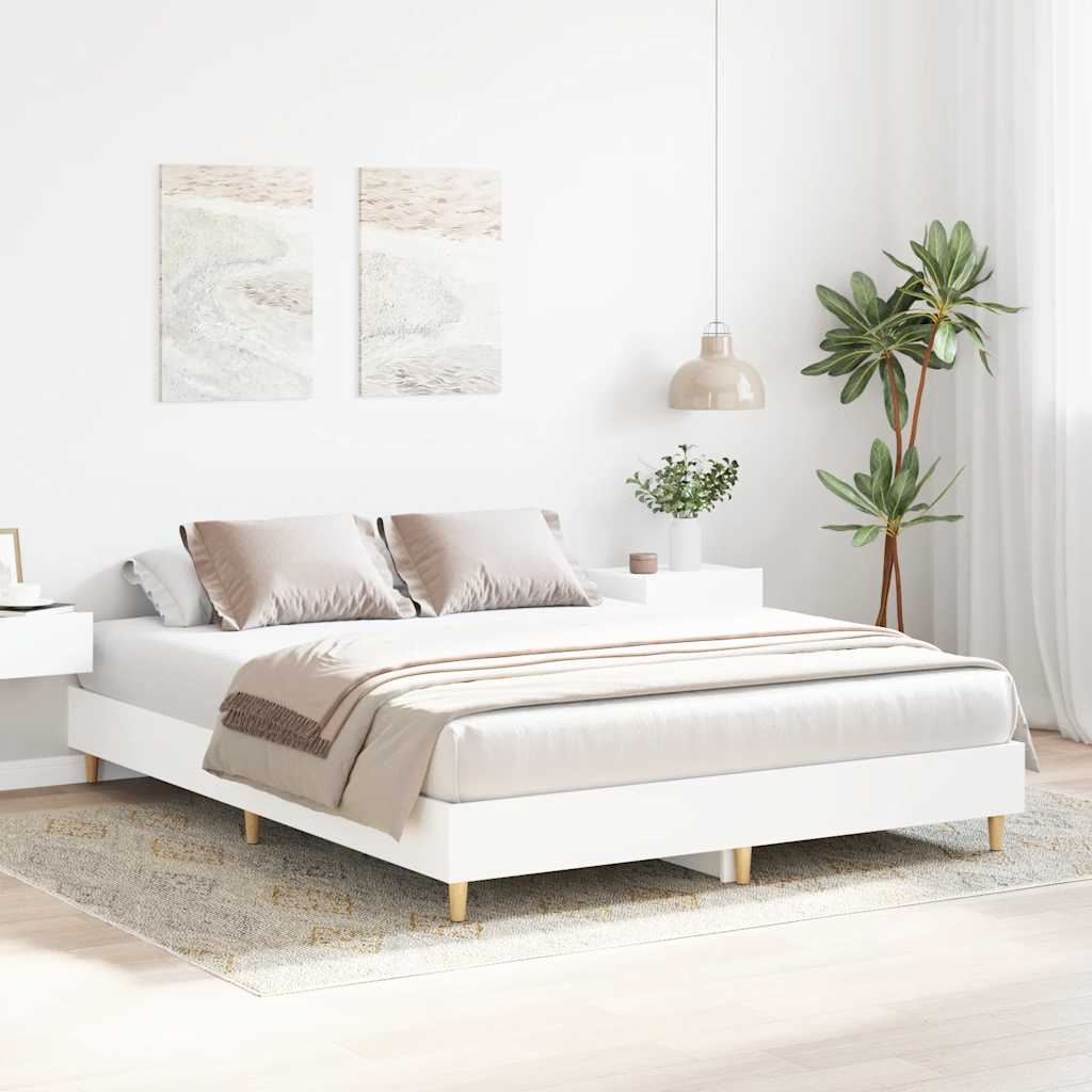 Cadre de lit sans matelas blanc 150x200 cm bois d'ingénierie - XIOS