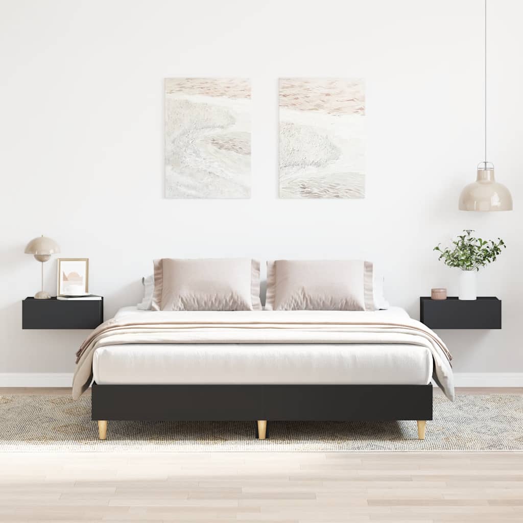 Cadre de lit sans matelas noir 150x200 cm bois d'ingénierie - XIOS