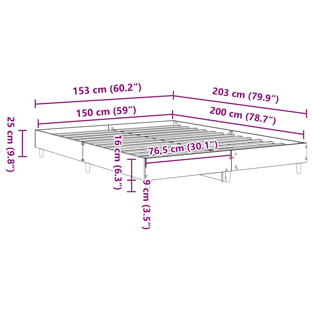 Cadre de lit sans matelas chêne sonoma 150x200 cm - XIOS