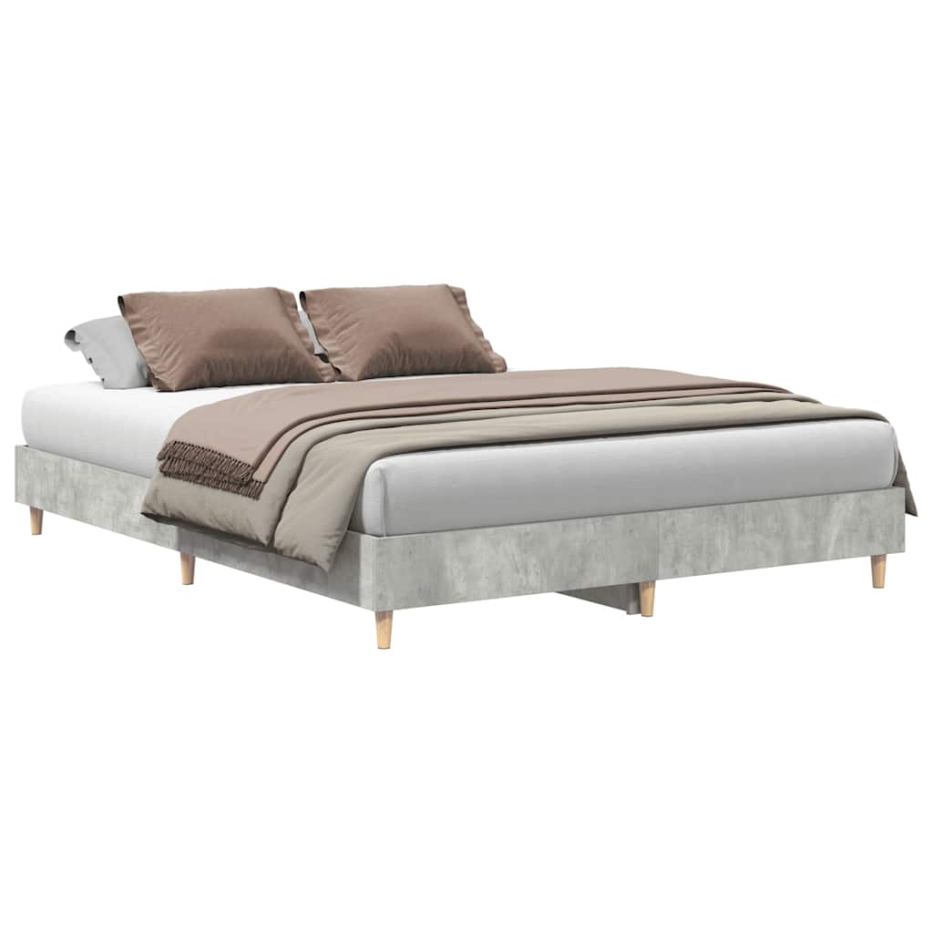 Cadre de lit sans matelas gris béton 150x200 cm bois ingénierie - XIOS