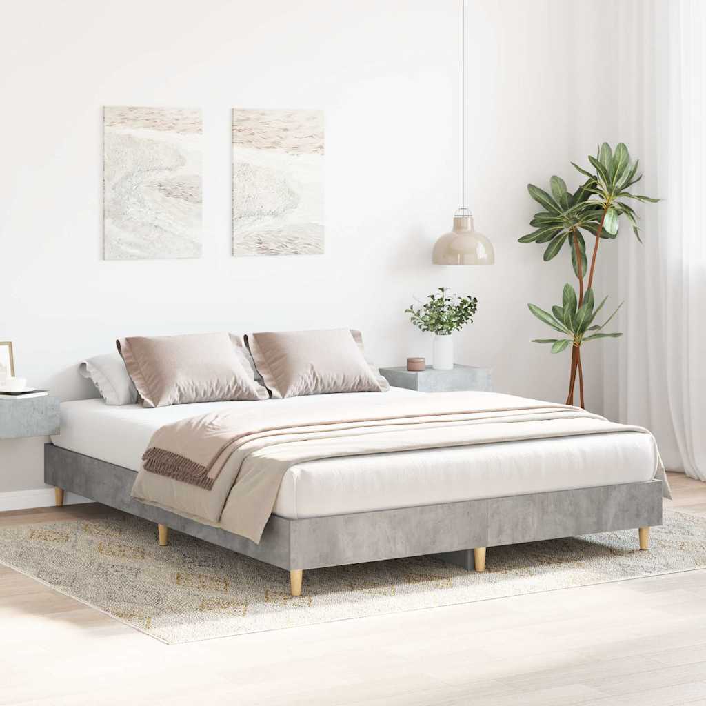 Cadre de lit sans matelas gris béton 150x200 cm bois ingénierie - XIOS