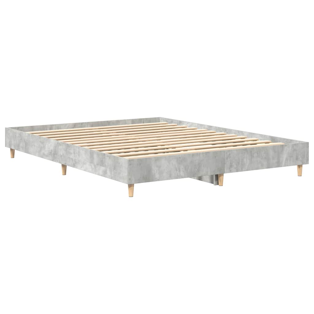 Cadre de lit sans matelas gris béton 150x200 cm bois ingénierie - XIOS