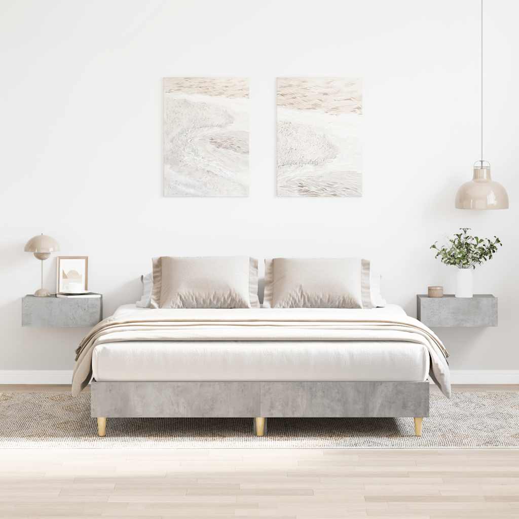 Cadre de lit sans matelas gris béton 150x200 cm bois ingénierie - XIOS