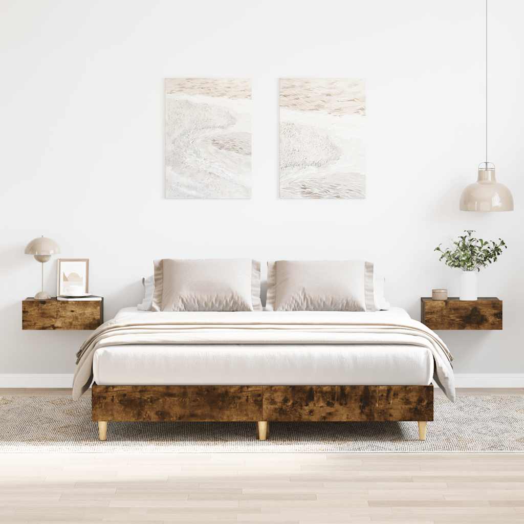 Cadre de lit sans matelas chêne fumé 150x200 cm bois ingénierie - XIOS