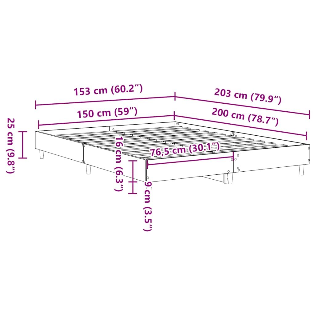 Cadre de lit sans matelas chêne marron 150x200 cm - XIOS