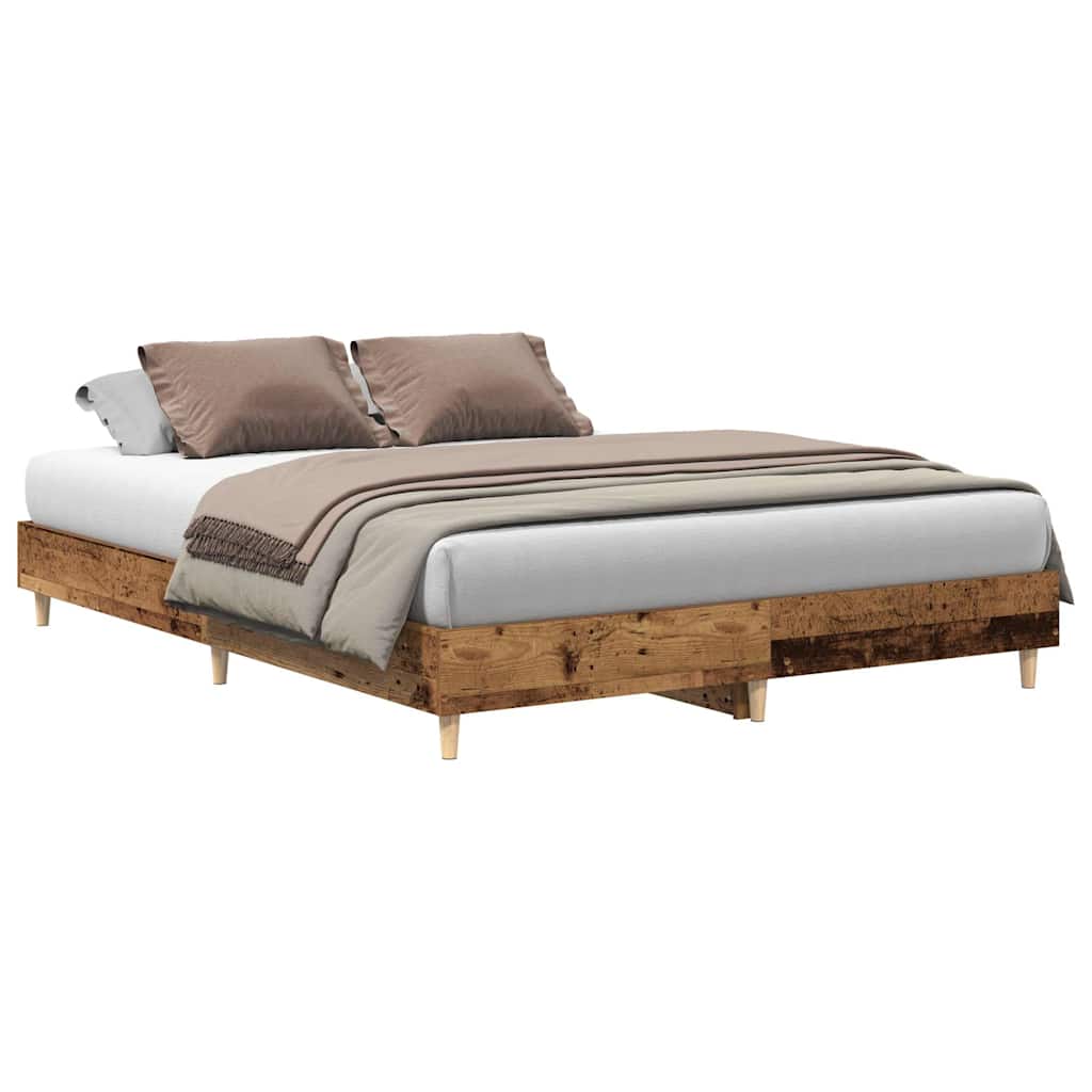 Cadre de lit sans matelas vieux bois 150x200 cm bois ingénierie - XIOS