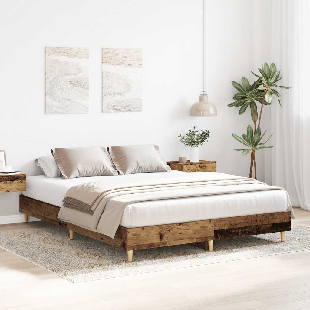 Cadre de lit sans matelas vieux bois 150x200 cm bois ingénierie - XIOS