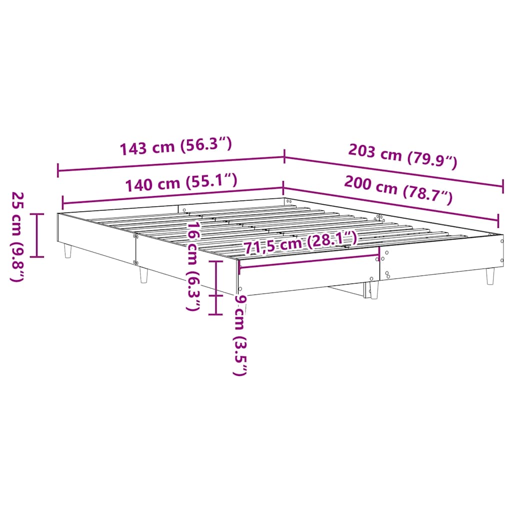 Cadre de lit sans matelas blanc 140x200 cm bois d'ingénierie - XIOS