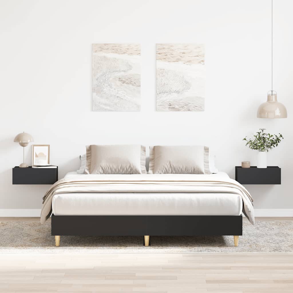 Cadre de lit sans matelas noir 140x200 cm bois d'ingénierie - XIOS