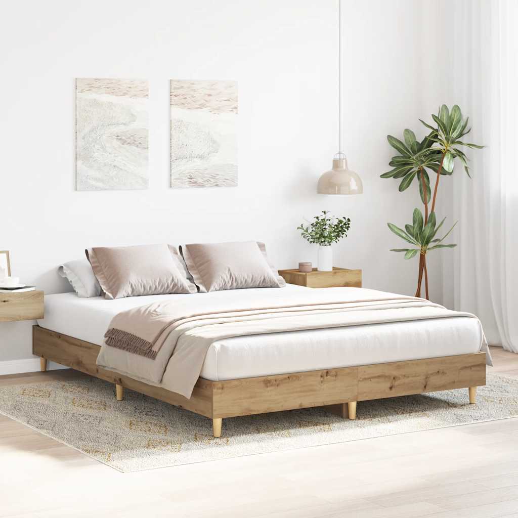 Cadre de lit sans matelas chêne artisanal 140x200 cm - XIOS