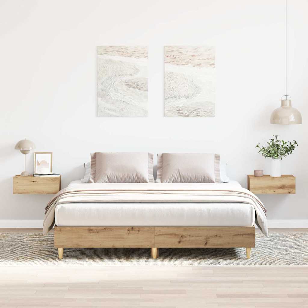Cadre de lit sans matelas chêne artisanal 140x200 cm - XIOS