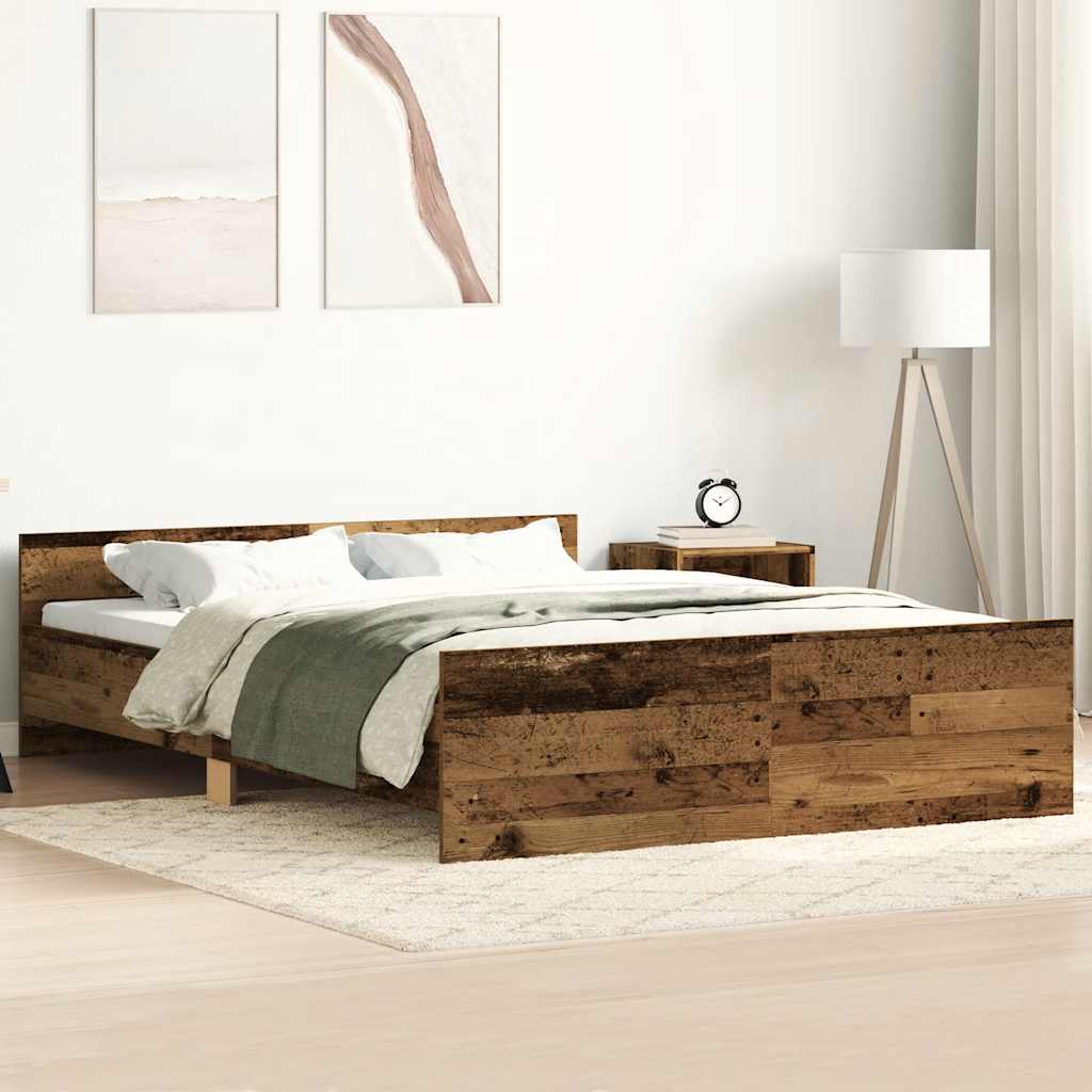 Cadre de lit sans matelas vieux bois 150x200 cm bois ingénierie - XIOS