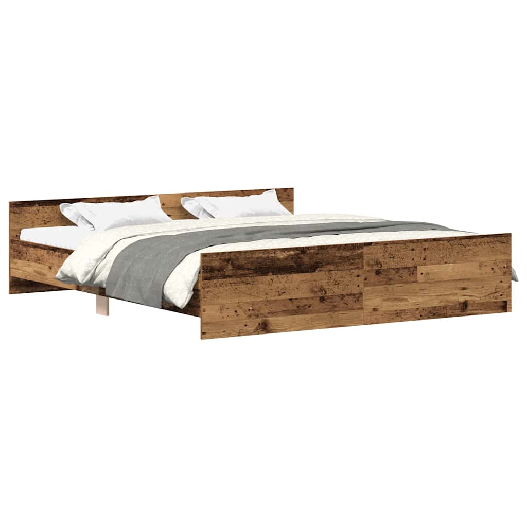Cadre de lit sans matelas vieux bois 180x200 cm bois ingénierie - XIOS