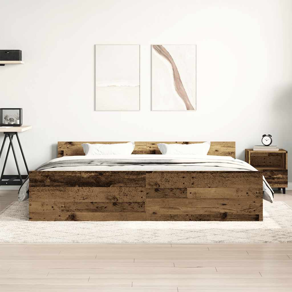 Cadre de lit sans matelas vieux bois 180x200 cm bois ingénierie - XIOS