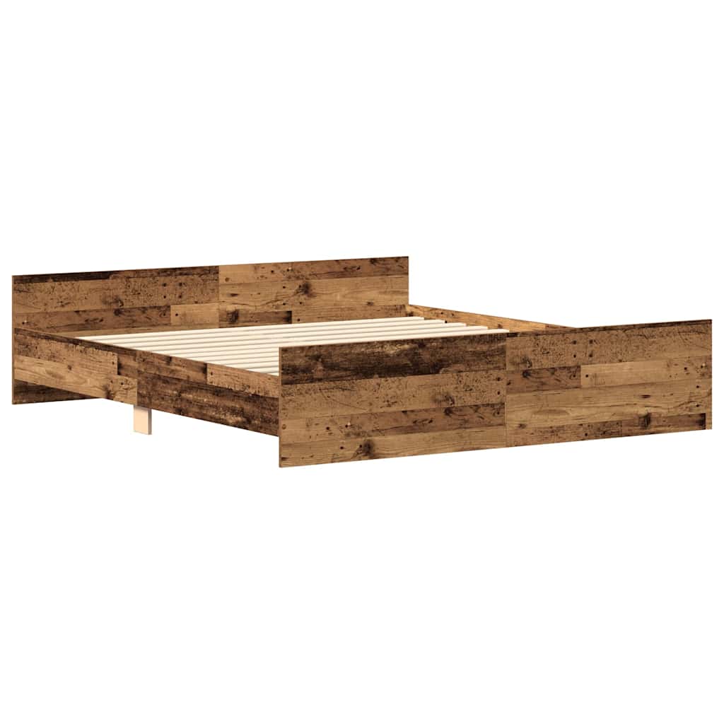 Cadre de lit sans matelas vieux bois 180x200 cm bois ingénierie - XIOS