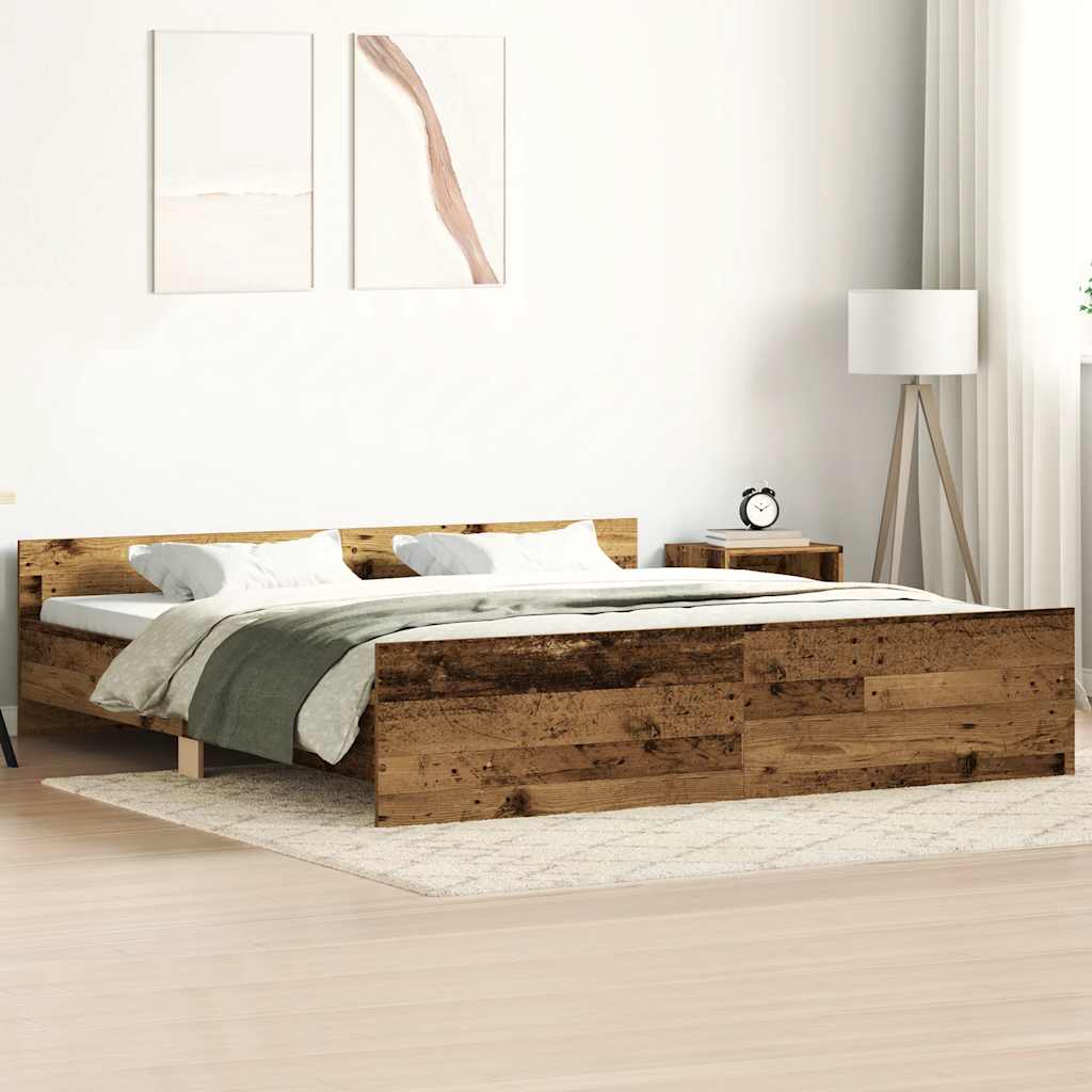 Cadre de lit sans matelas vieux bois 180x200 cm bois ingénierie - XIOS