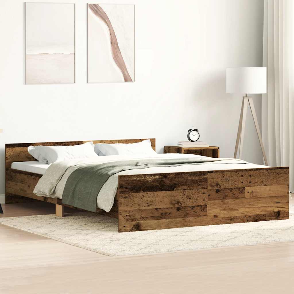 Cadre de lit sans matelas vieux bois 120x190 cm bois ingénierie - XIOS