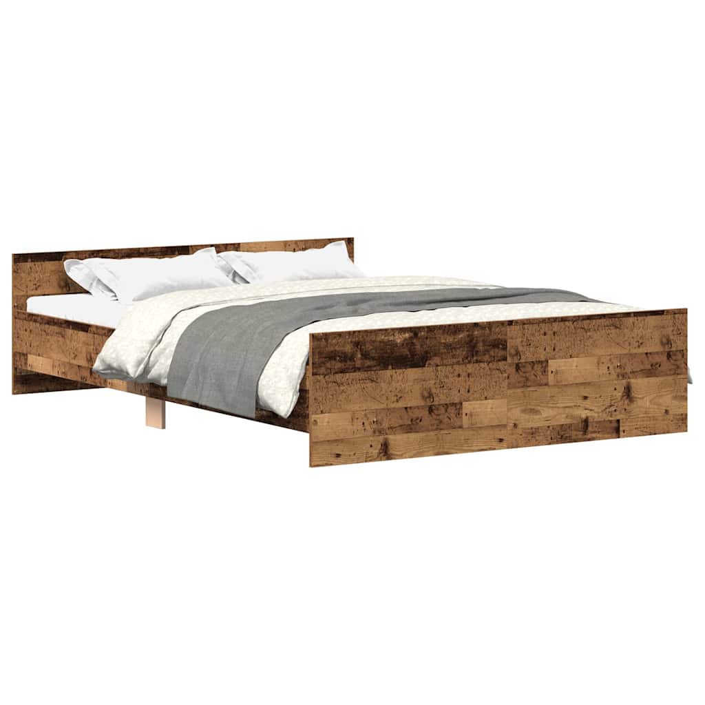 Cadre de lit sans matelas vieux bois 140x190 cm bois ingénierie - XIOS