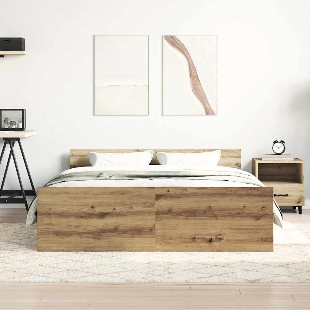 Cadre de lit sans matelas chêne artisanal 140x190 cm - XIOS