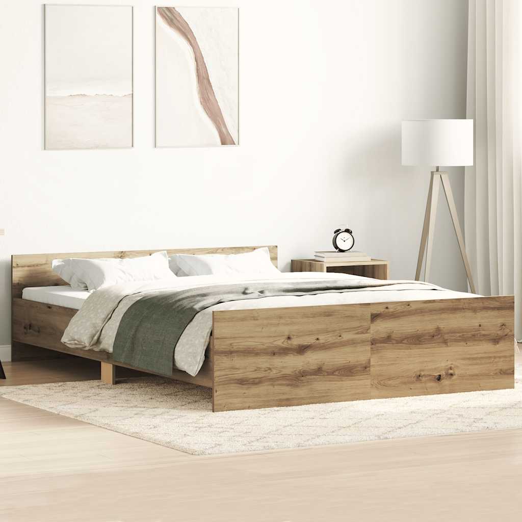 Cadre de lit sans matelas chêne artisanal 140x190 cm - XIOS