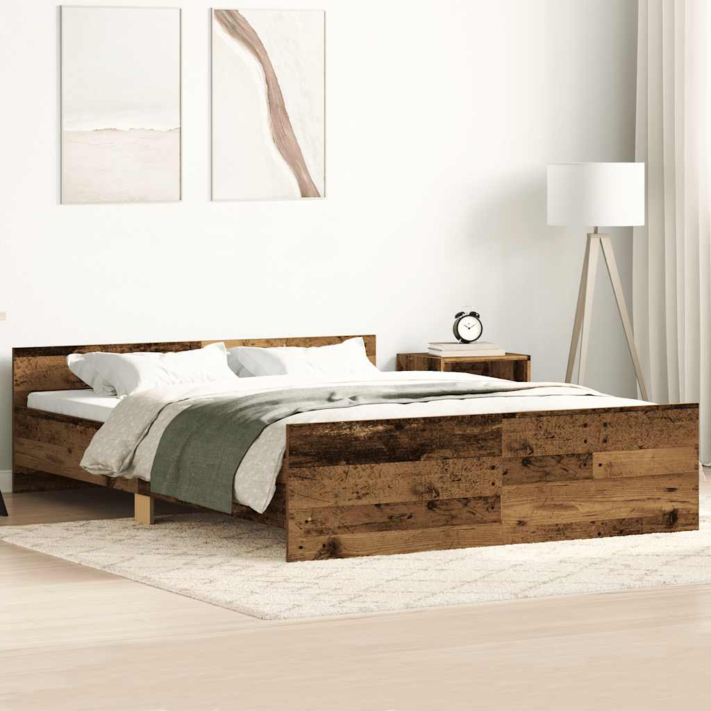 Cadre de lit sans matelas vieux bois 135x190cm bois ingénierie - XIOS