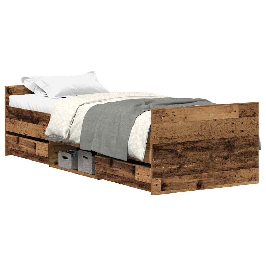 Cadre de lit sans matelas vieux bois 100x200 cm bois ingénierie - XIOS