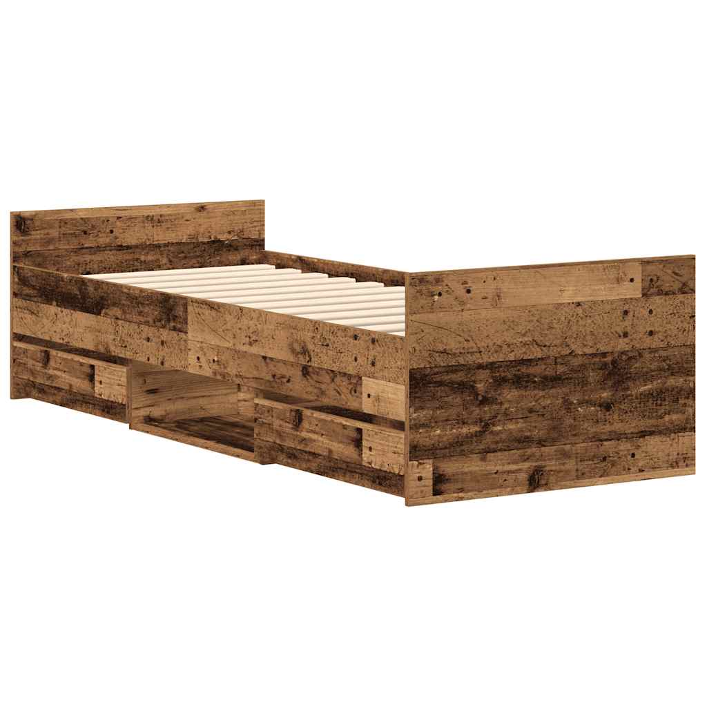 Cadre de lit sans matelas vieux bois 100x200 cm bois ingénierie - XIOS