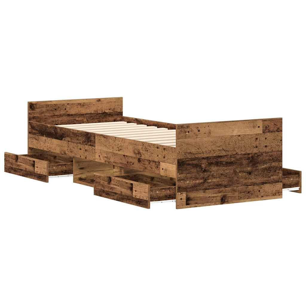 Cadre de lit sans matelas vieux bois 100x200 cm bois ingénierie - XIOS