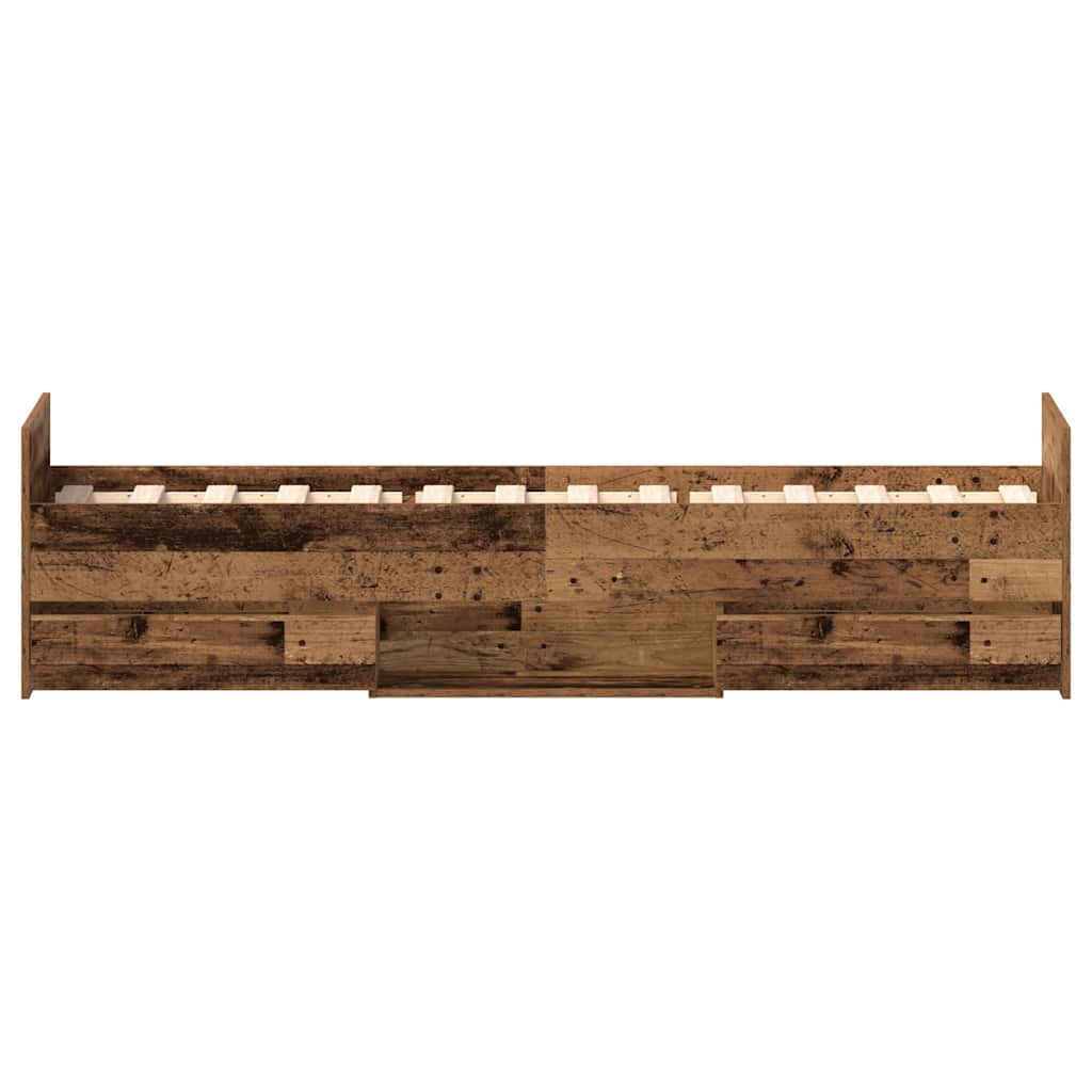 Cadre de lit sans matelas vieux bois 90x190 cm bois ingénierie - XIOS