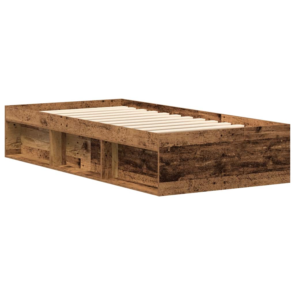 Cadre de lit sans matelas vieux bois 90x200 cm bois ingénierie - XIOS
