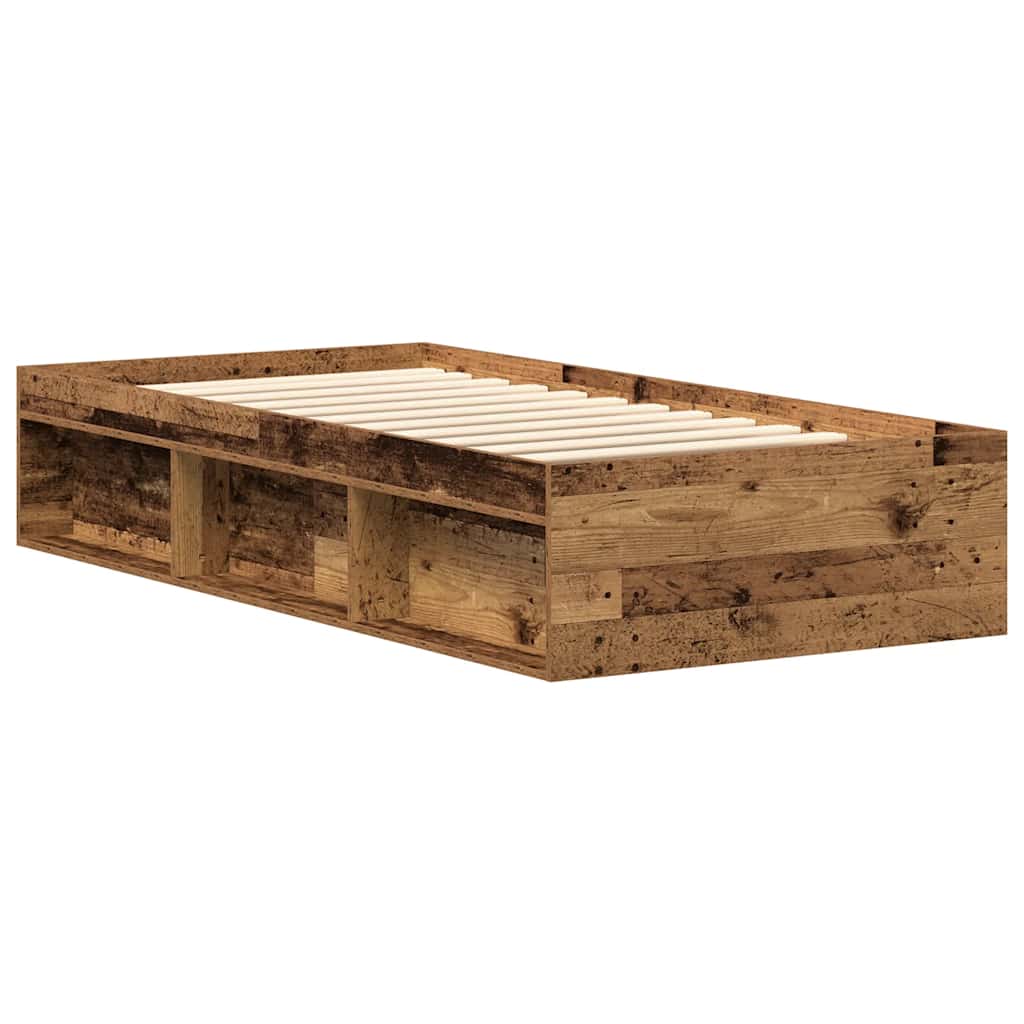 Cadre de lit sans matelas vieux bois 100x200 cm bois ingénierie - XIOS